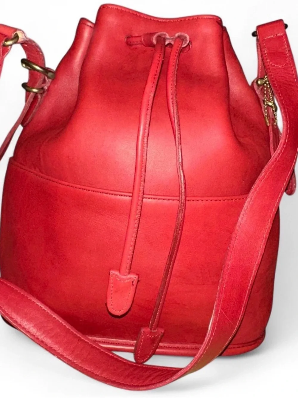 Coach 4151 Vintage Thompson Drawstring Bucket Bag Leather Red